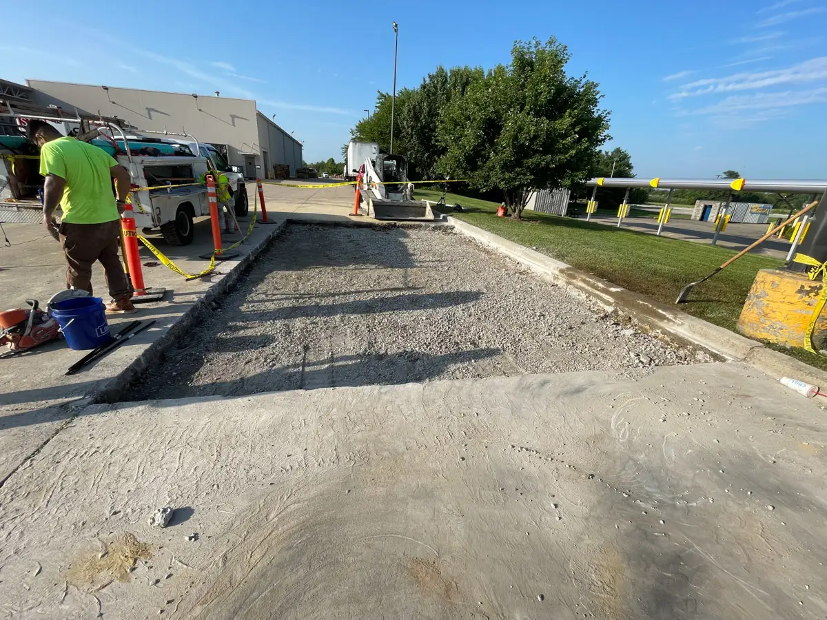 K&K Contracting - asphalt project in progress, setting foundation - St. Louis, MO